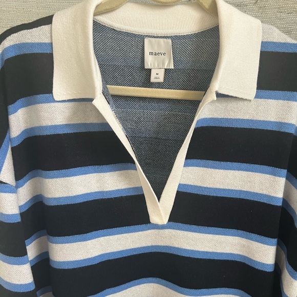 NWT new by Anthropologie color block sweater dress blue white stripes medium - Picture 8 of 16